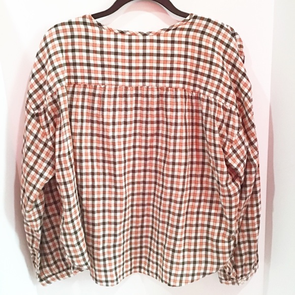 Madewell Meadow Plaid Check High Low Shirt Large - Picture 4 of 4